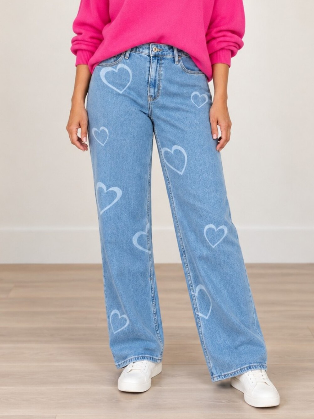 Hollister Ultra High Rise Dad Blue Jean Hearts Womens Size 3R / 26